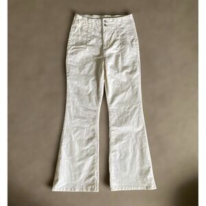 TRUE CRAFT Pants Women's 10 Corset Waist Flare‎ Ivory Corduroy High Rise Stretch